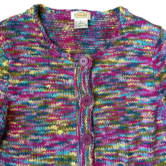 Vintage Talbots Women's Multicolor Cardigan Button Up Knit Heavy Cotton Sweater - Picture 2 of 7